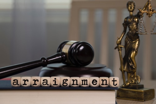 Word,Arraignment,Composed,Of,Wooden,Dices.,Wooden,Gavel,And,Statue - Arraignments - Nassau County Criminal Defense Lawyer